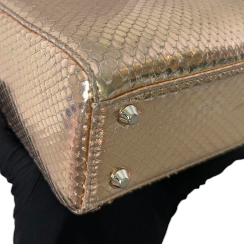 Lady Dior Mini Metallic Python Pink SHW