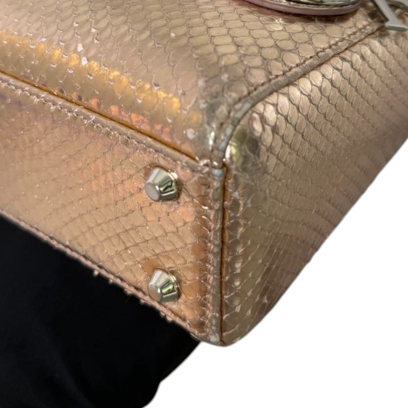 Lady Dior Mini Metallic Python Pink SHW