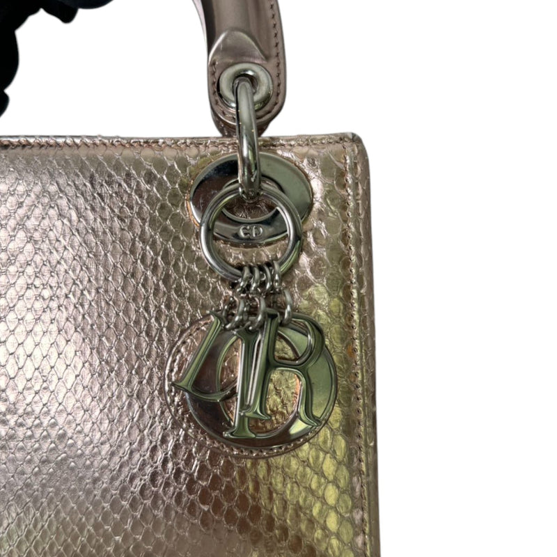 Lady Dior Mini Metallic Python Pink SHW