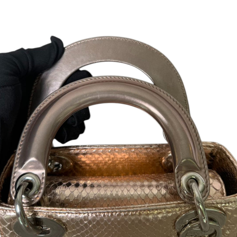 Lady Dior Mini Metallic Python Pink SHW