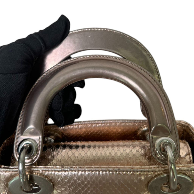 Lady Dior Mini Metallic Python Pink SHW