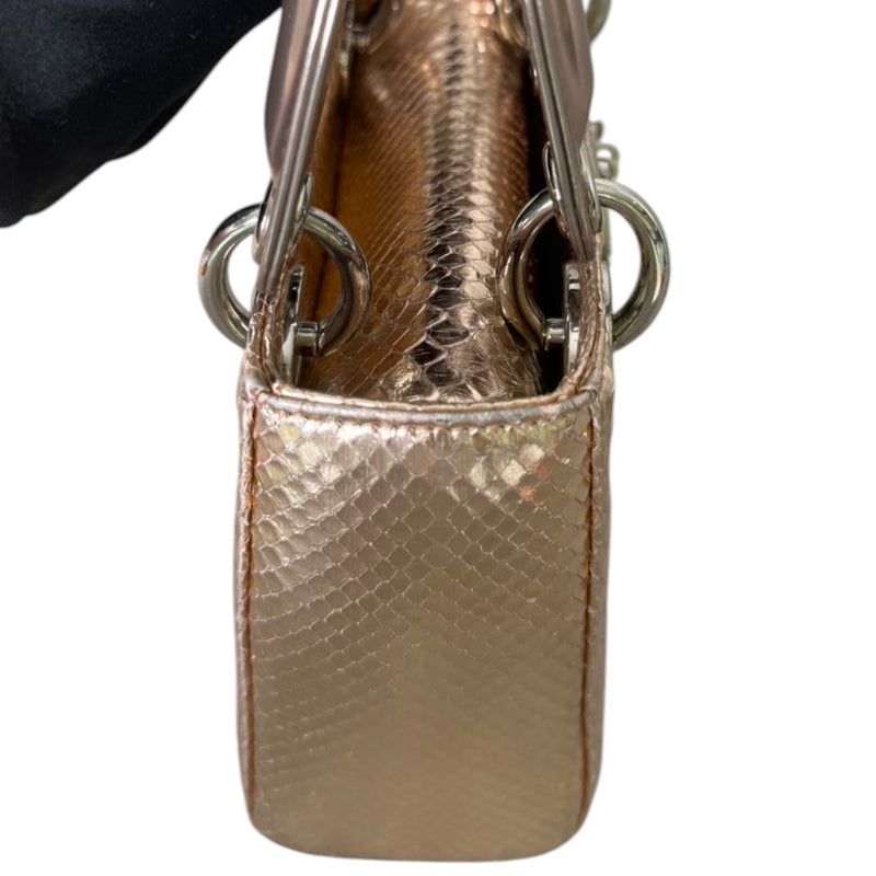 Lady Dior Mini Metallic Python Pink SHW