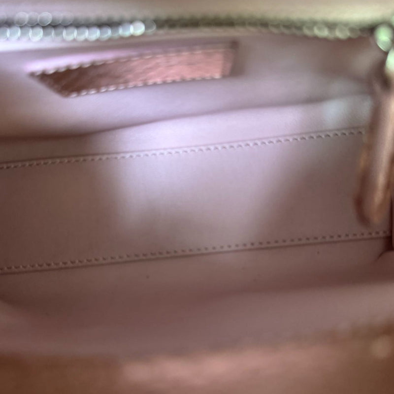 Lady Dior Mini Metallic Python Pink SHW