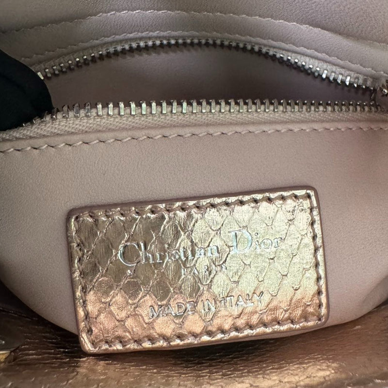 Lady Dior Mini Metallic Python Pink SHW