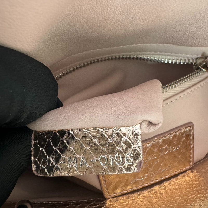 Lady Dior Mini Metallic Python Pink SHW