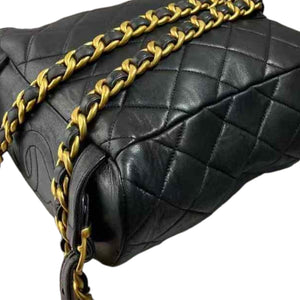 Vintage Duma Drawstring Backpack Large Lambskin Black GHW