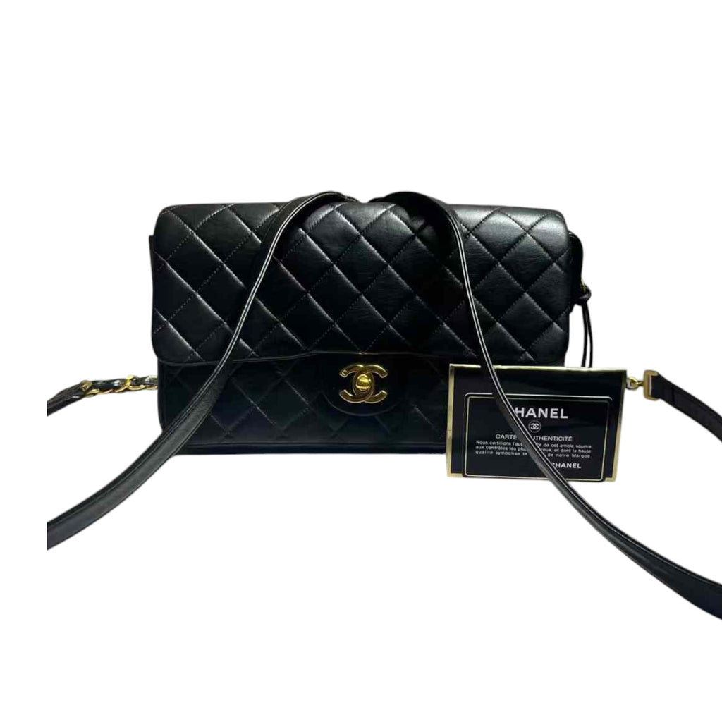 Vintage Flap Backpack Medium Lambskin Black GHW