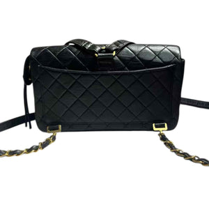 Vintage Flap Backpack Medium Lambskin Black GHW