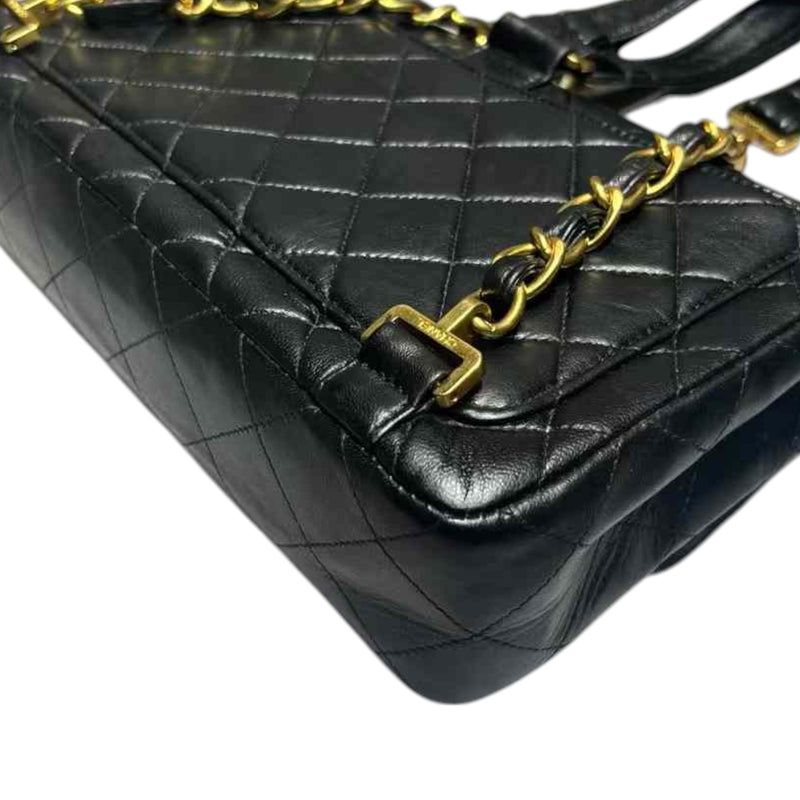Vintage Flap Backpack Medium Lambskin Black GHW
