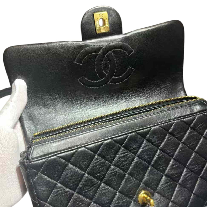 Vintage Flap Backpack Medium Lambskin Black GHW