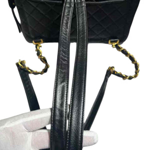 Vintage Flap Backpack Medium Lambskin Black GHW