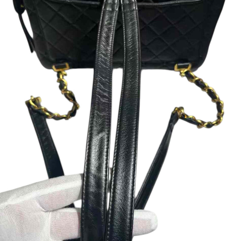 Vintage Flap Backpack Medium Lambskin Black GHW