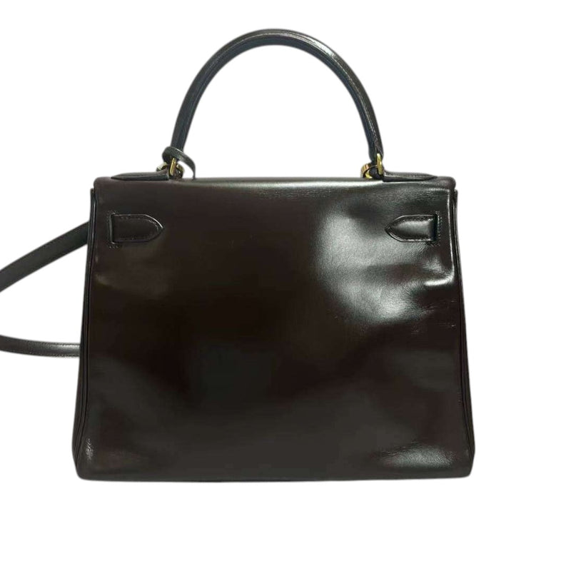 Vintage Kelly Retourne 28 Box Calfskin Chocolate GHW