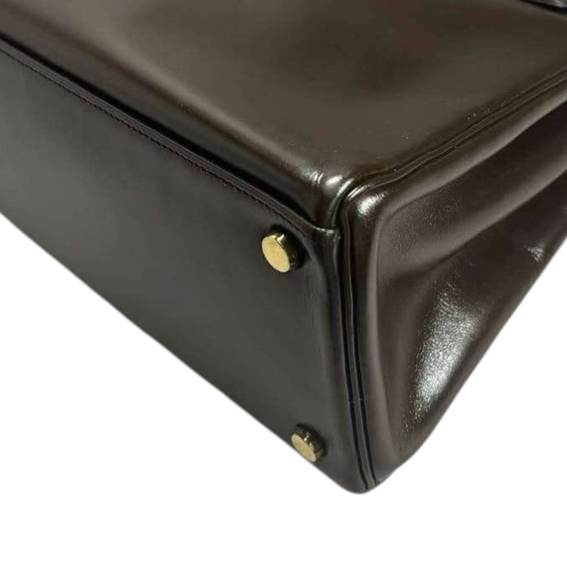 Vintage Kelly Retourne 28 Box Calfskin Chocolate GHW