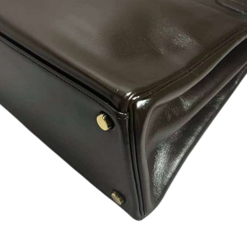 Vintage Kelly Retourne 28 Box Calfskin Chocolate GHW