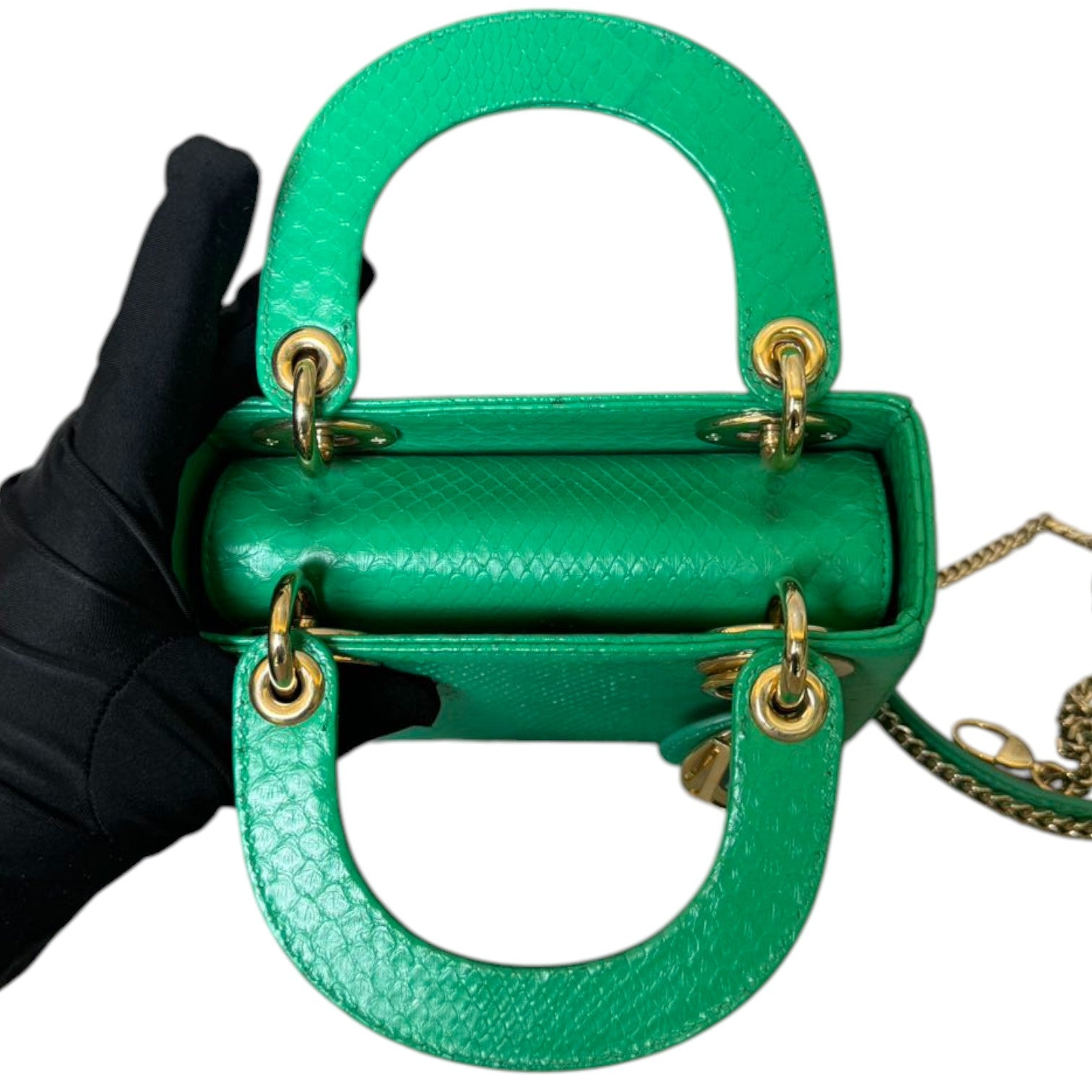 Christian Dior Lady Dior Mini Python Quilted Green GHW – Bag Religion