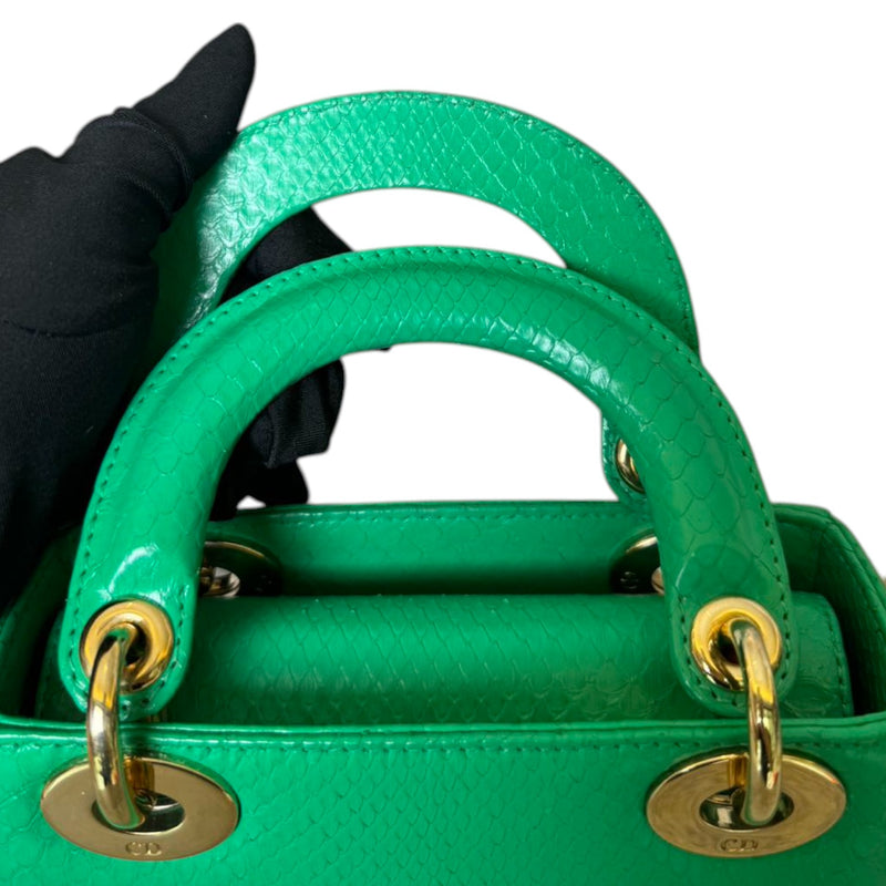 Lady Dior Mini Python Quilted Green GHW
