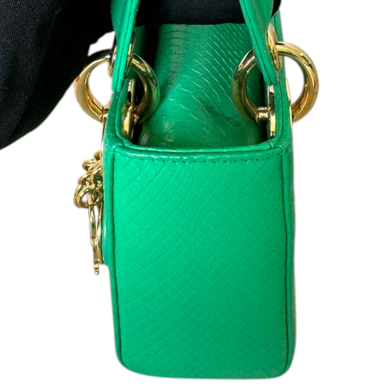 Lady Dior Mini Python Quilted Green GHW