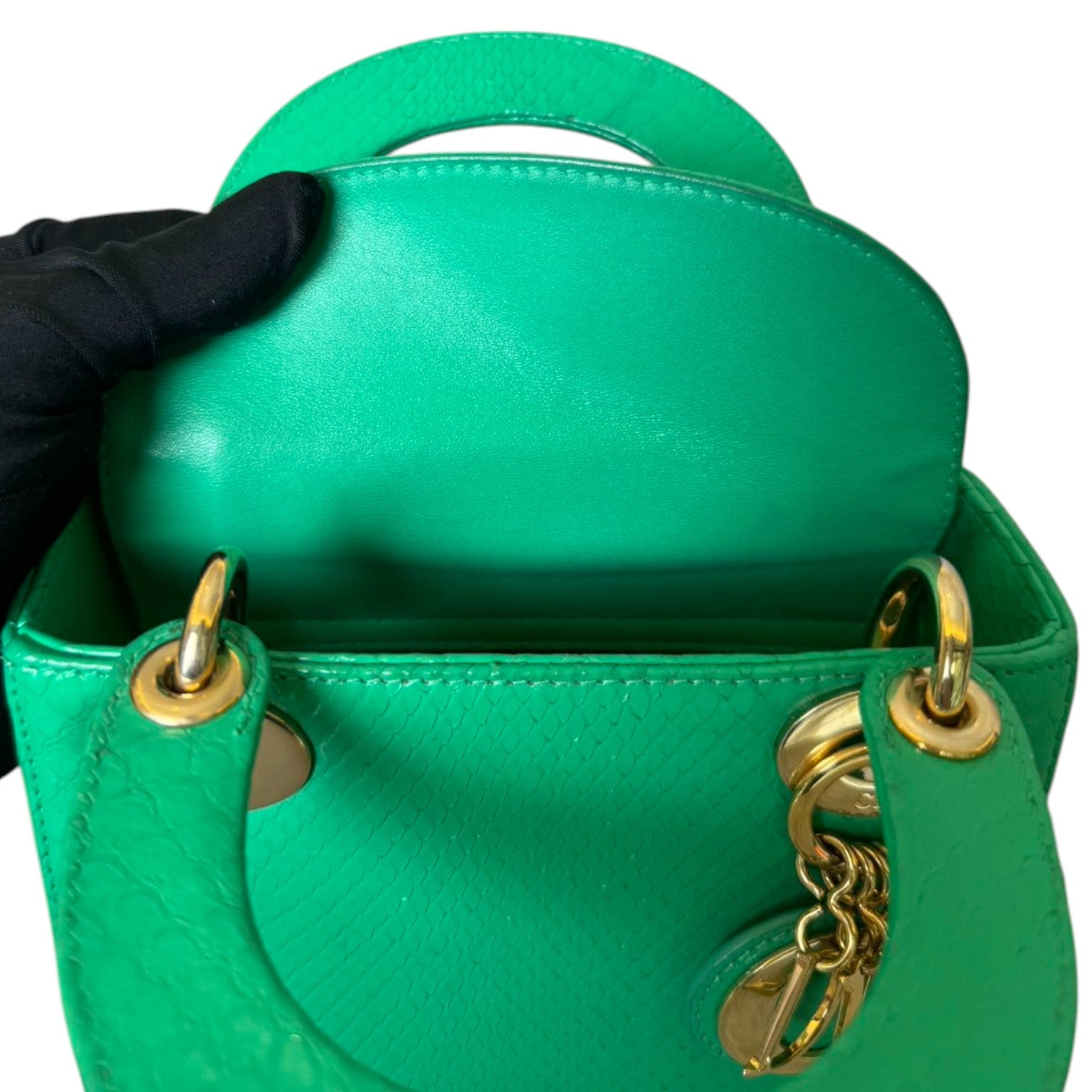 Christian Dior Lady Dior Mini Python Quilted Green GHW – Bag Religion