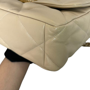 19 Flap Medium Lambskin Quilted Beige MHW