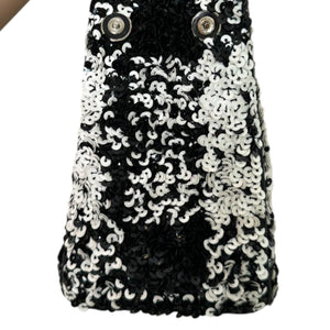 Lady Dior Medium Lambskin Sequin Embellished Black White SHW