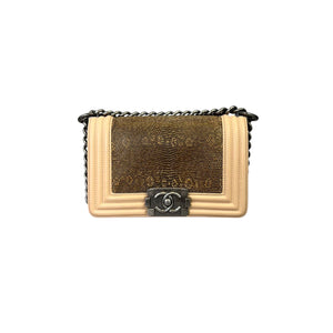 LeBoy Flap Small Calfskin Lizard Nude Beige RHW