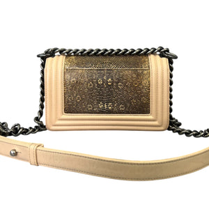 LeBoy Flap Small Calfskin Lizard Nude Beige RHW