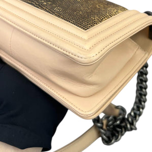 LeBoy Flap Small Calfskin Lizard Nude Beige RHW