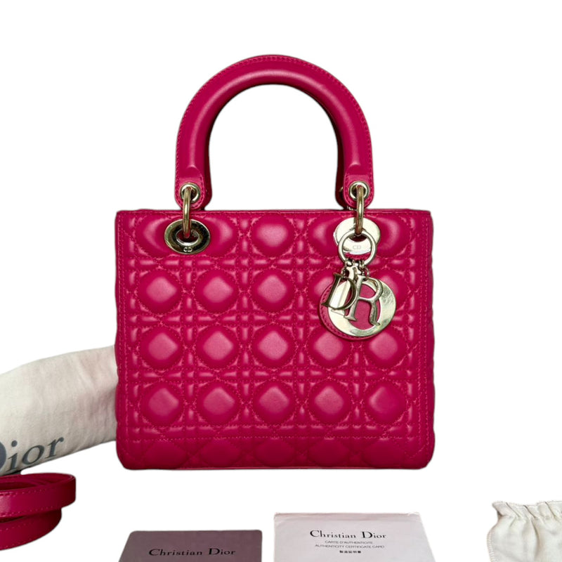 Lady Dior Medium Lambskin Quilted Pink GHW