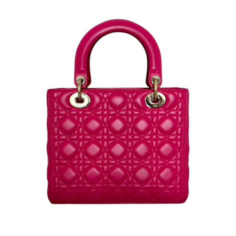 Lady Dior Medium Lambskin Quilted Pink GHW