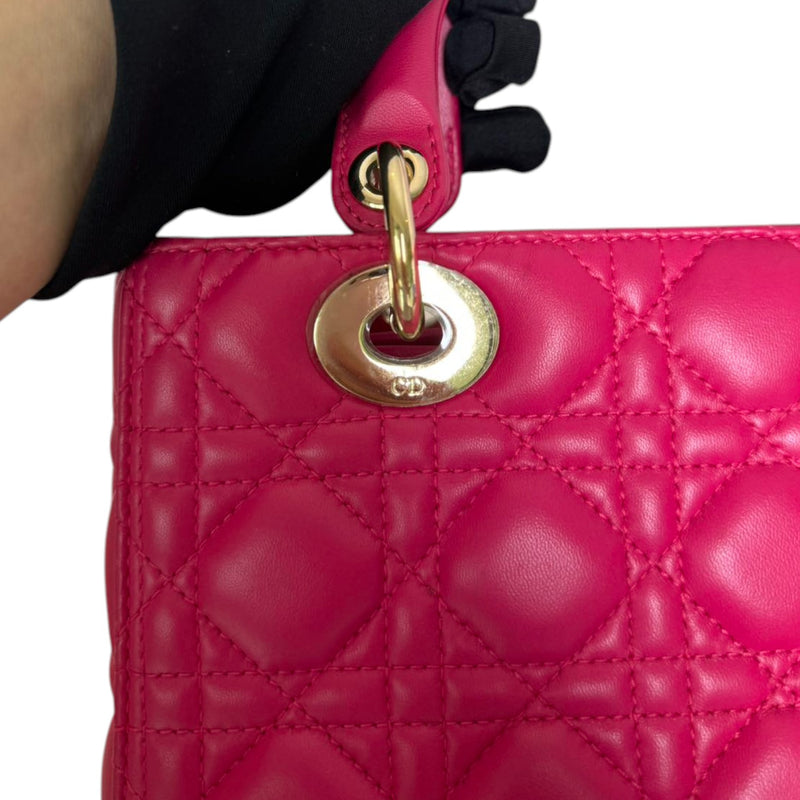 Lady Dior Medium Lambskin Quilted Pink GHW