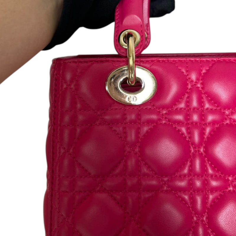 Lady Dior Medium Lambskin Quilted Pink GHW