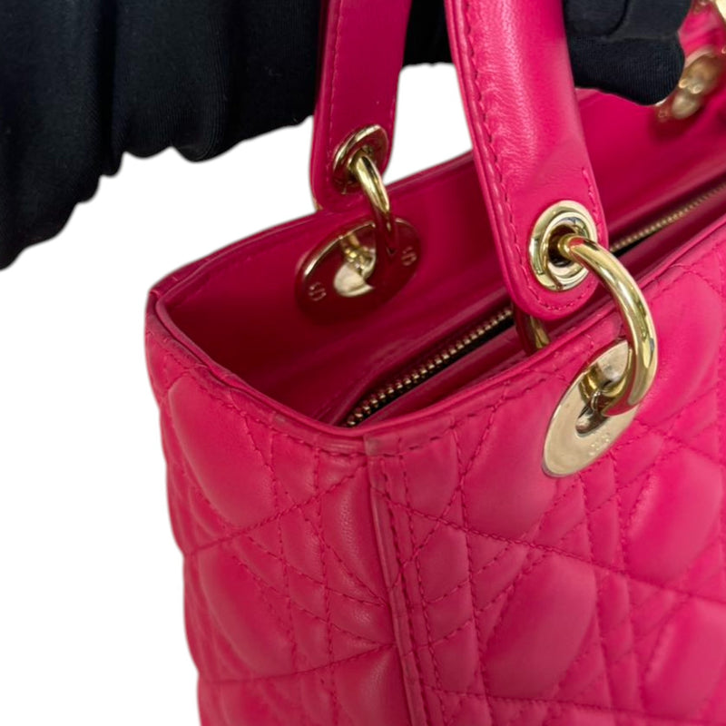 Lady Dior Medium Lambskin Quilted Pink GHW