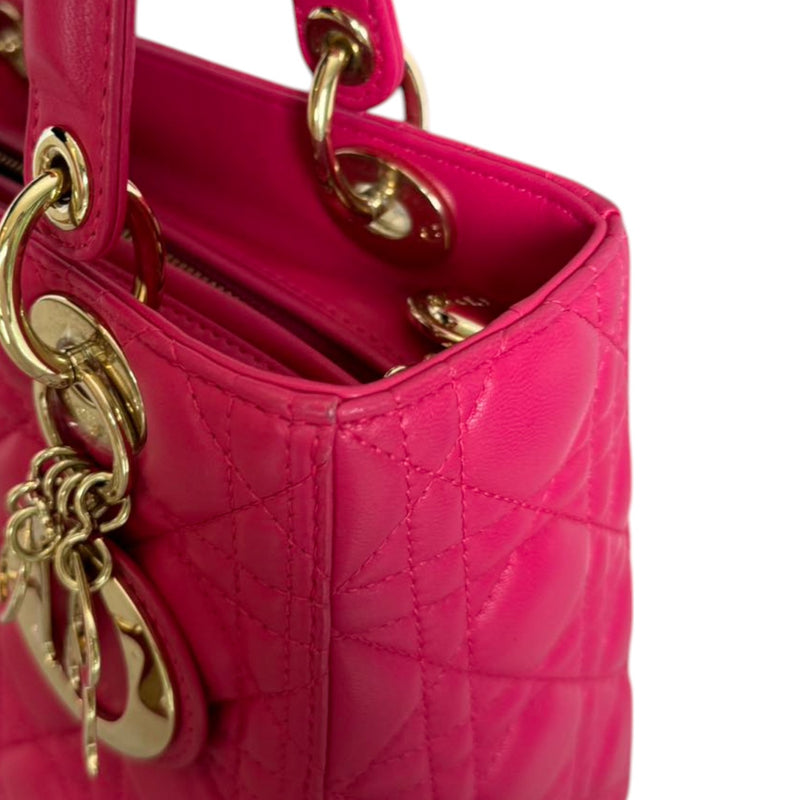Lady Dior Medium Lambskin Quilted Pink GHW