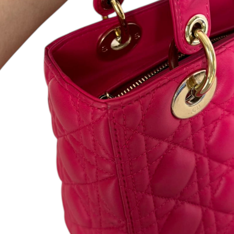 Lady Dior Medium Lambskin Quilted Pink GHW