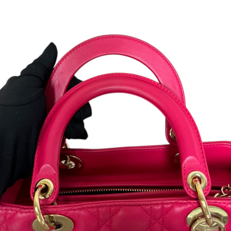 Lady Dior Medium Lambskin Quilted Pink GHW