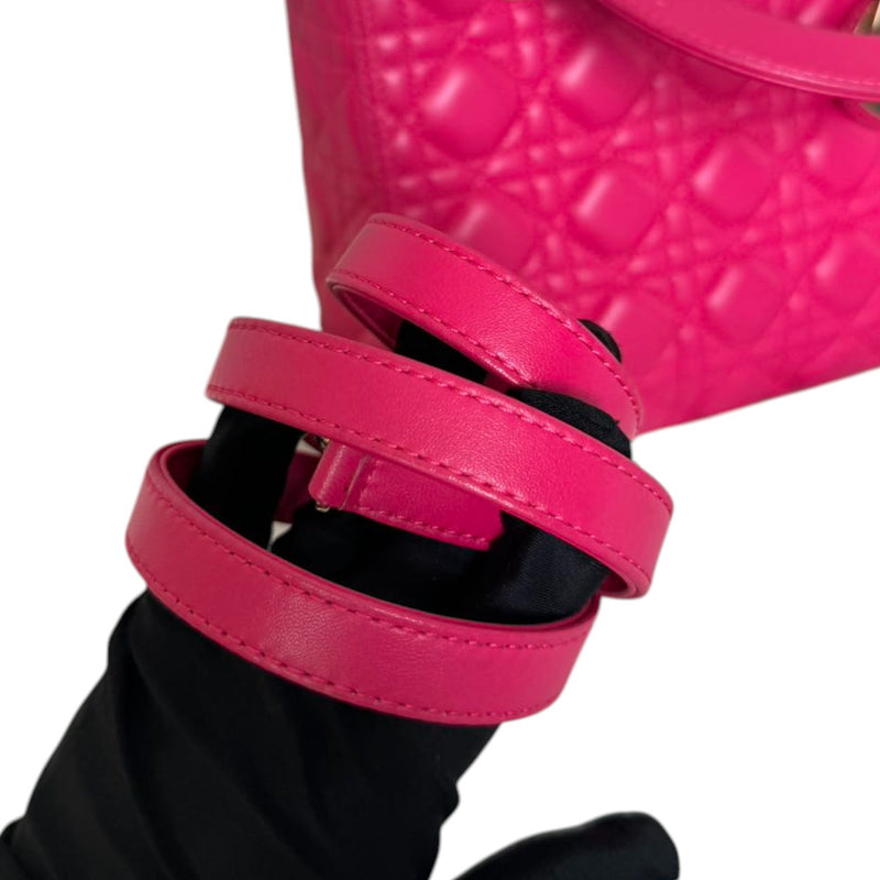 Lady Dior Medium Lambskin Quilted Pink GHW