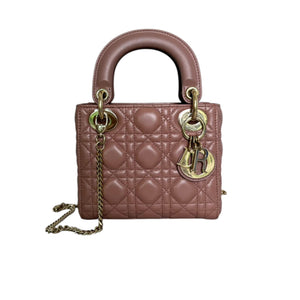 Lady Dior Mini Lambskin Cannage Beige GHW