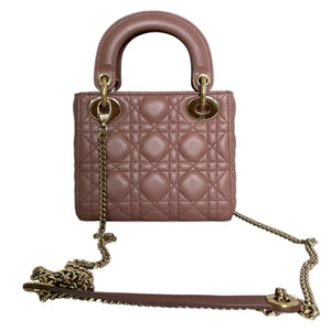 Lady Dior Mini Lambskin Cannage Beige GHW