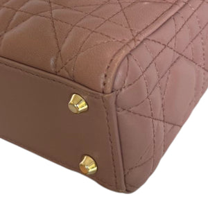 Lady Dior Mini Lambskin Cannage Beige GHW