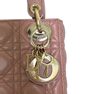 Lady Dior Mini Lambskin Cannage Beige GHW