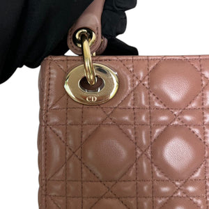 Lady Dior Mini Lambskin Cannage Beige GHW