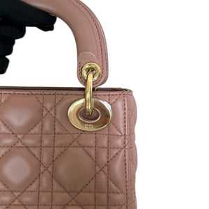 Lady Dior Mini Lambskin Cannage Beige GHW