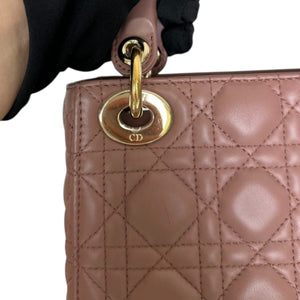 Lady Dior Mini Lambskin Cannage Beige GHW