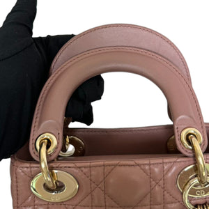 Lady Dior Mini Lambskin Cannage Beige GHW
