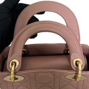 Lady Dior Mini Lambskin Cannage Beige GHW