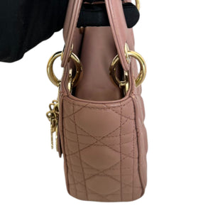Lady Dior Mini Lambskin Cannage Beige GHW