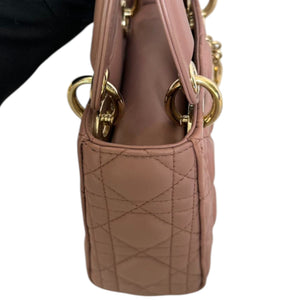 Lady Dior Mini Lambskin Cannage Beige GHW