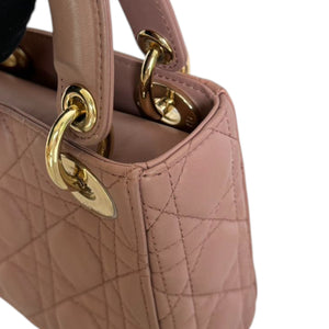 Lady Dior Mini Lambskin Cannage Beige GHW