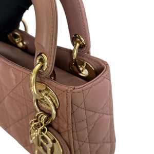 Lady Dior Mini Lambskin Cannage Beige GHW